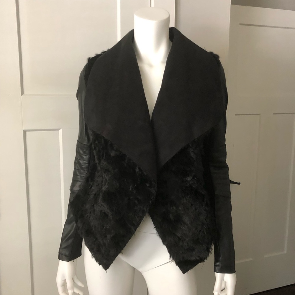 River Island Bomber Jacket Faux Leather Black 10